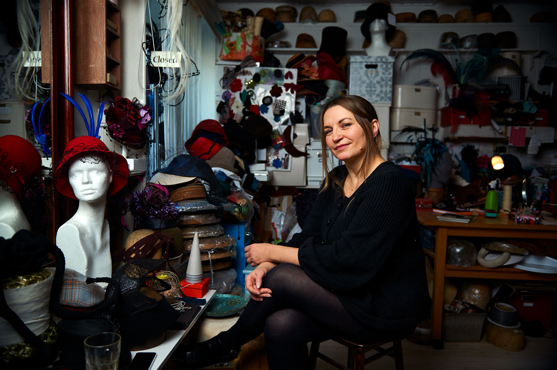 Portrait of Mona Strand a hat maker in Oslo, from the book Mitt Oslo. By Håvard Schei